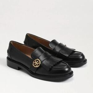 NEW Sam Edelman Women's Charlie Fringe Leather Slip On Loafers Size 7.5 Black‎